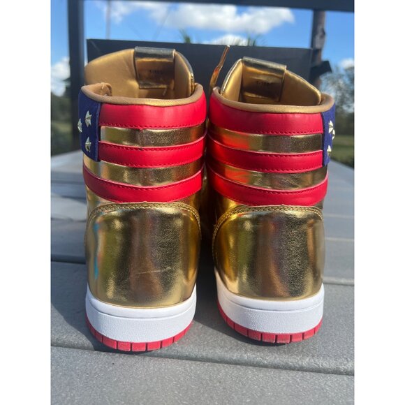 Gold and Red High-Top Sneakers - Picture 9 of 14